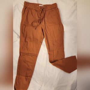 Burnt Orange Pants with Relaxed Cotton Blend